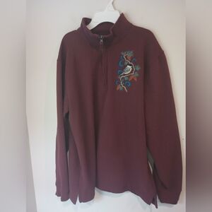 Men's Quarter-Zip Embroidered Sweater - Maroon